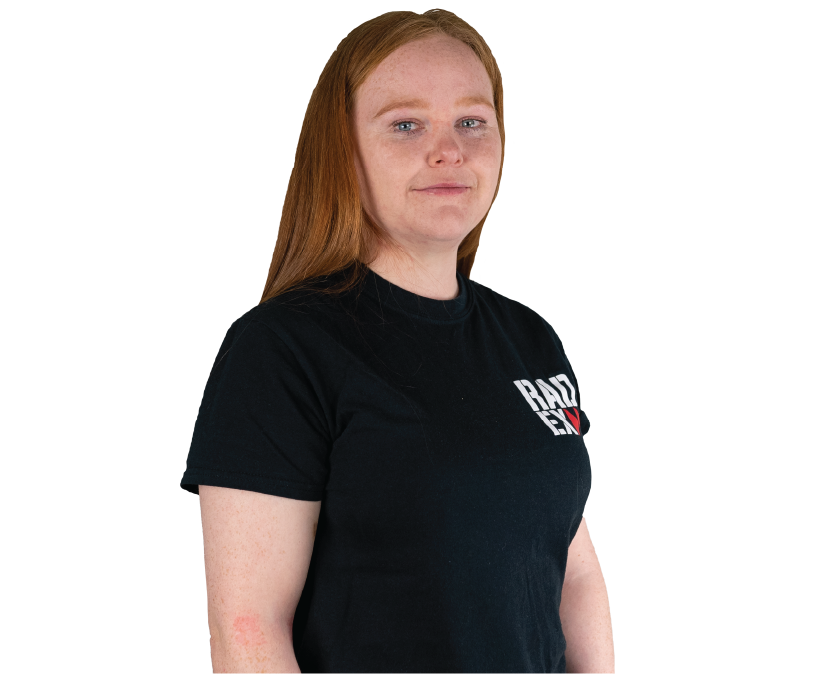 Rebecca Davies in a Radex Coaching t-shirt